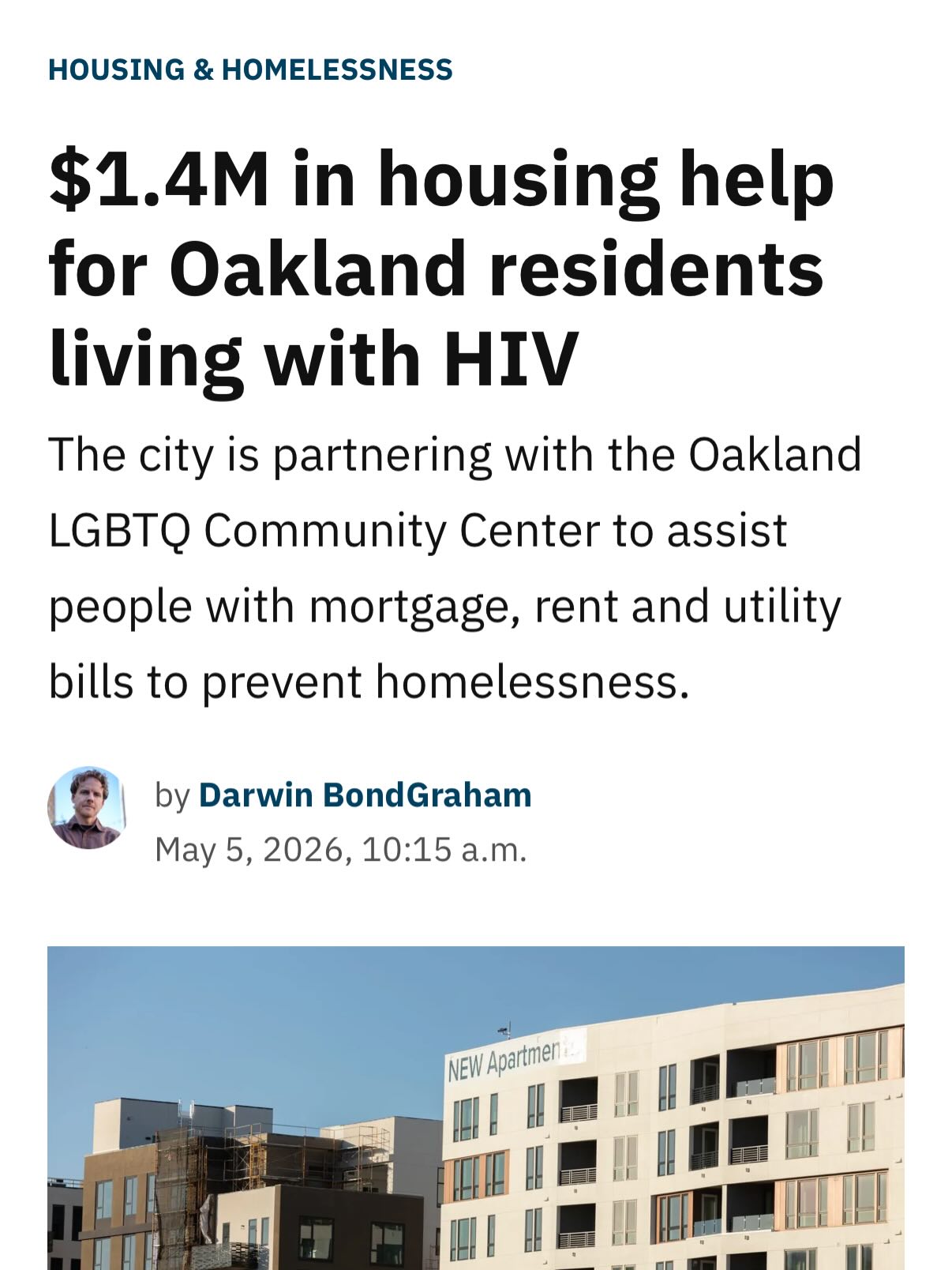 Throughout my years in Congress, I fought to expand HIV/AIDS services and ensure that every member of the LGBTQ community had access to the care and support they deserve. That work did not stop in Congress. 

This partnership with the Oakland LGBTQ Community Center — a trusted and proven anchor of our community for decades — reflects our continued commitment to meeting Oaklanders where they are. $1.4 million in federal HOPWA funds is coming to Oakland to keep people living with HIV in their homes.

The City is partnering with the Oakland LGBTQ Community Center to help residents cover mortgage, rent, and utility bills. Preventing homelessness before it starts is the right call.

@oaklandlgbtqcenter